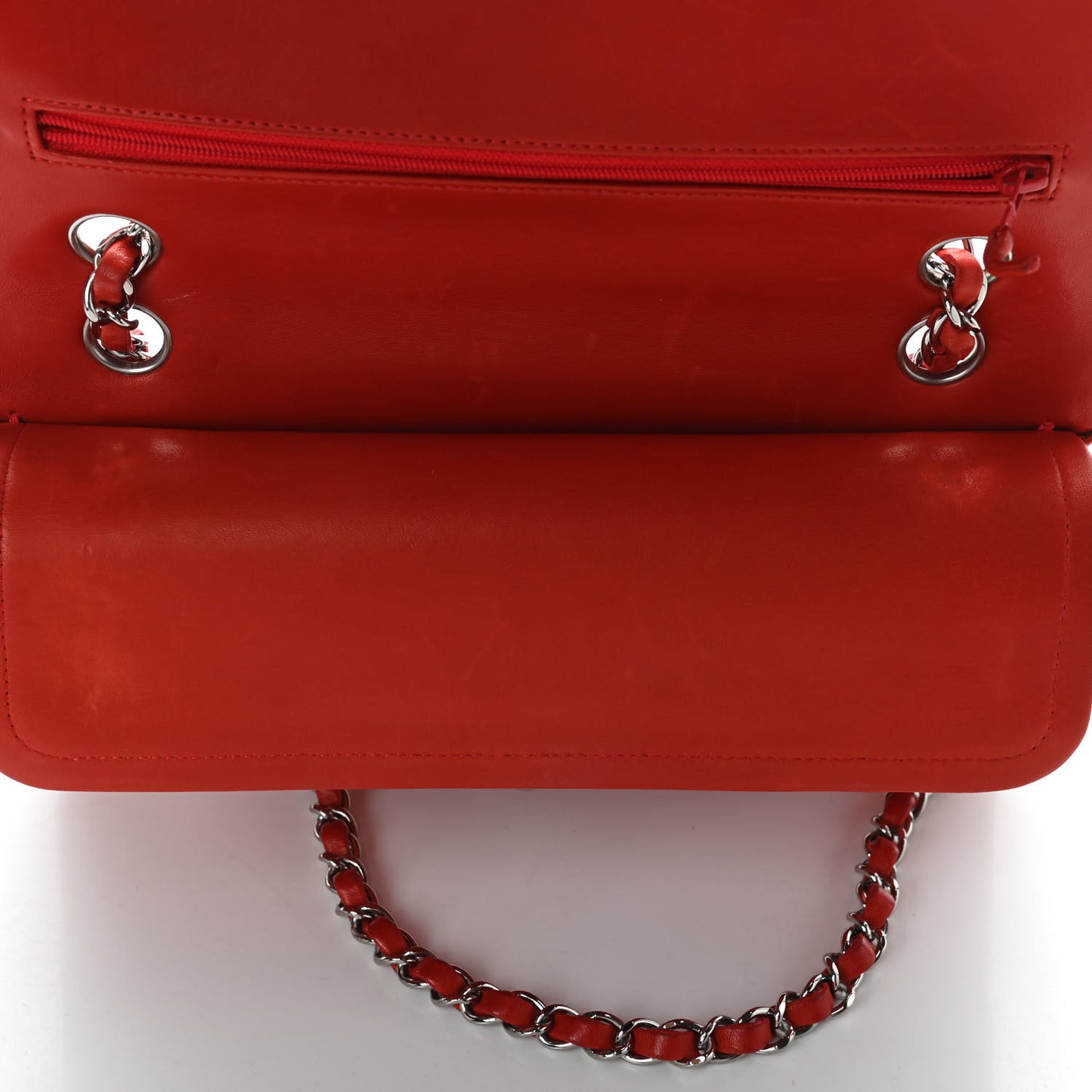 Lambskin Quilted Medium Double Flap Red