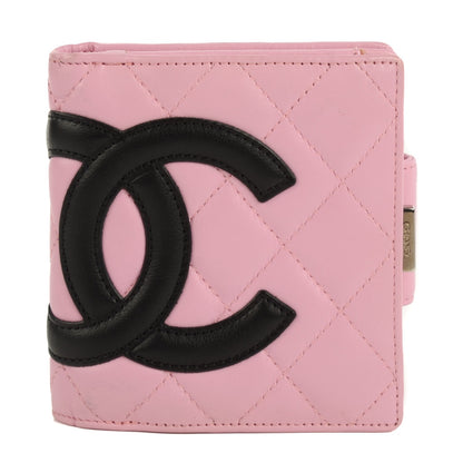 Chanel Calfskin Quilted Cambon Bi-Fold Wallet Pink Black 1 of 8