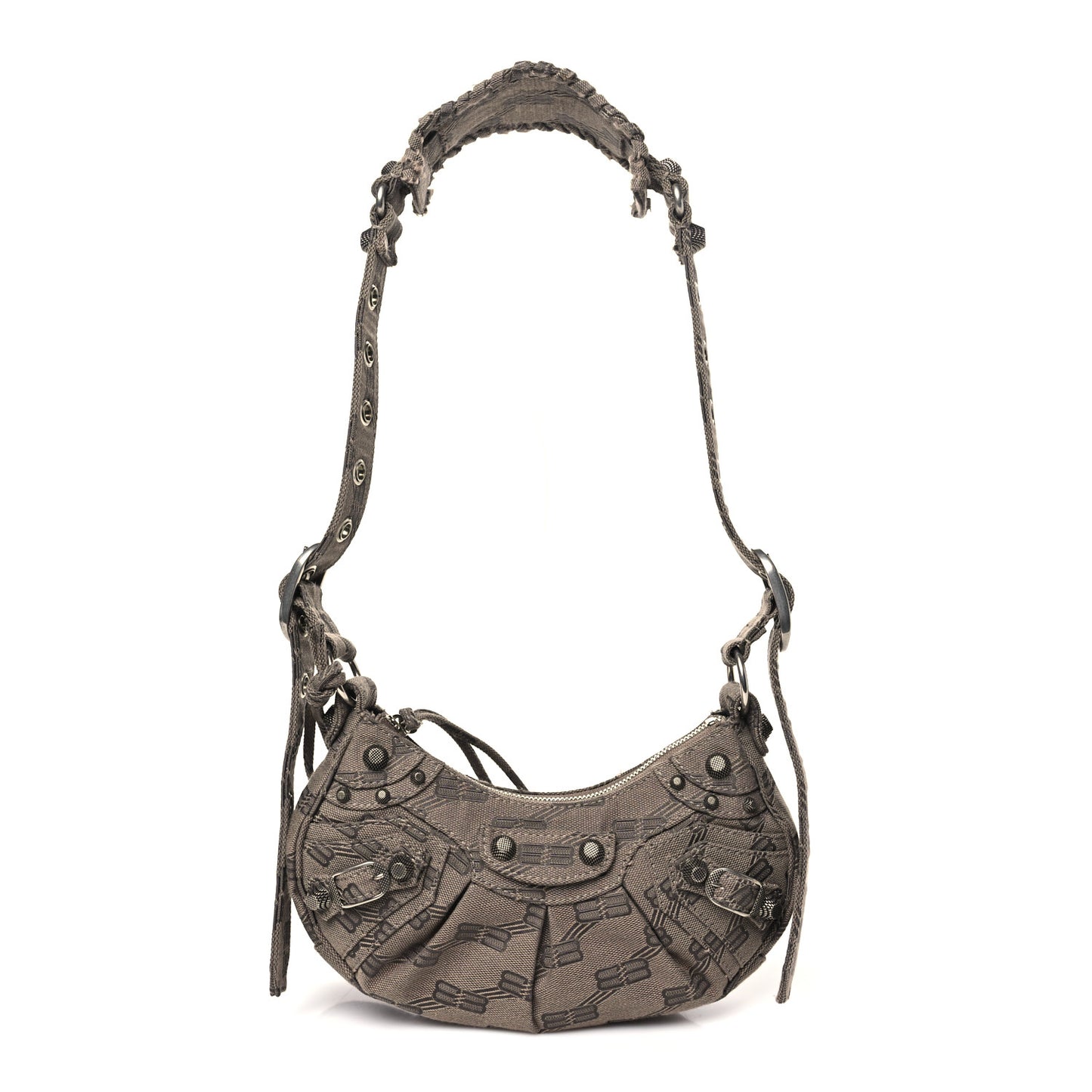 Jacquard Canvas BB Monogram Le Cagole Shoulder Bag XS Beige Brown