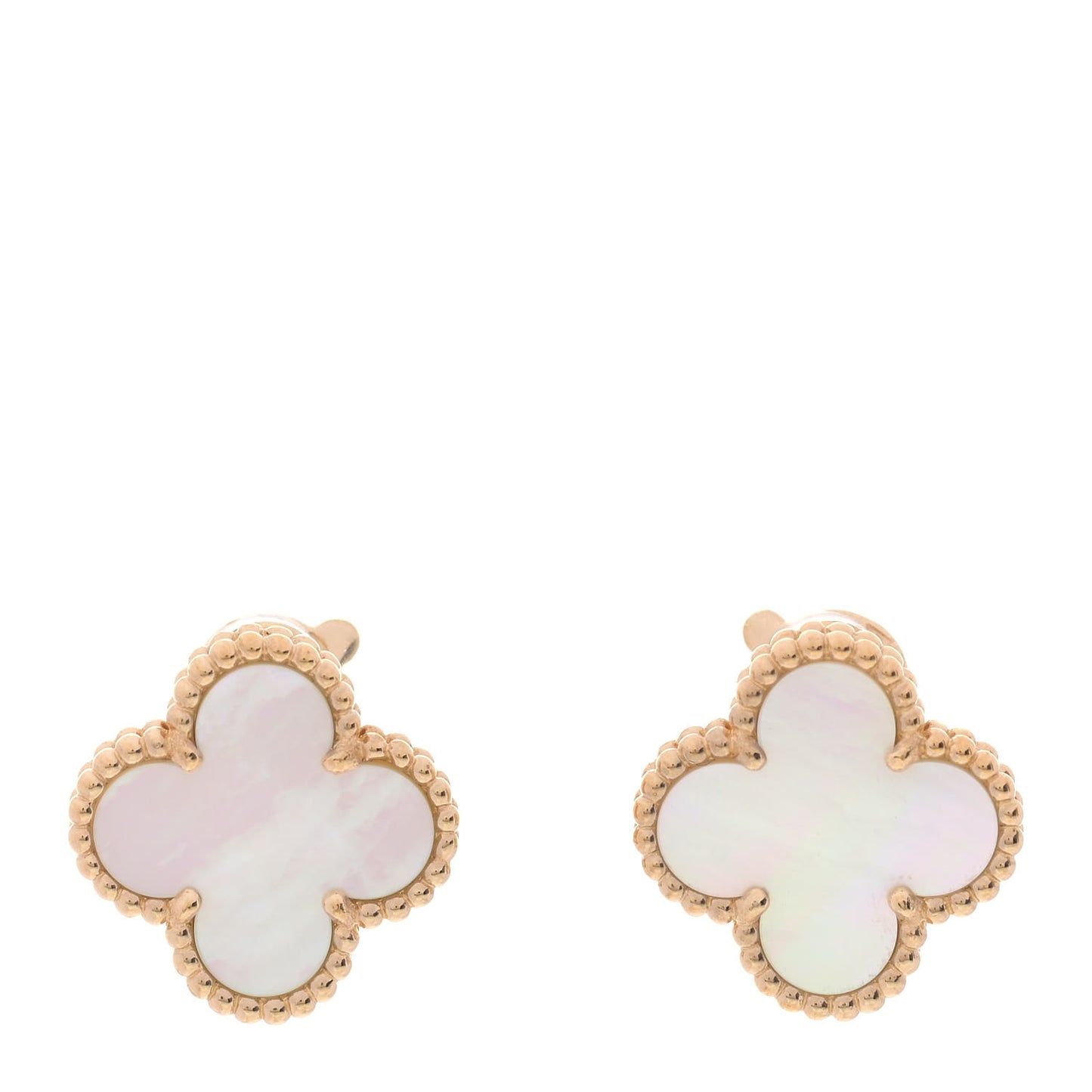 18K Yellow Gold Mother of Pearl Vintage Alhambra Earrings