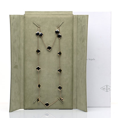 Van Cleef & Arpels 18K Yellow Gold Black Onyx Pure 14 Motifs Alhambra Necklace 8 of 8