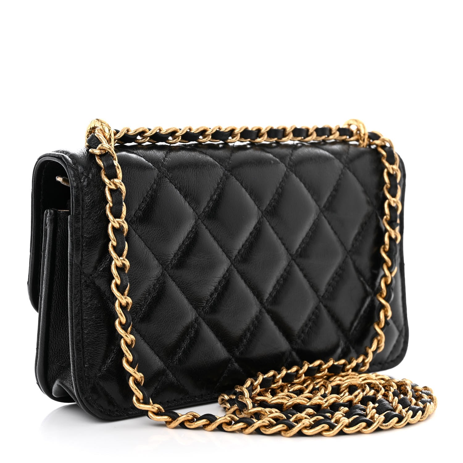 Chanel Lambskin Quilted Dynasty Flap Phone Holder With Chain Black 3 of 11