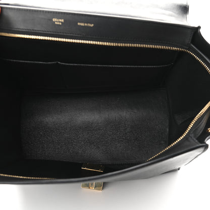 Celine Crocodile Embossed Calfskin Suede Medium Trapeze Black 6 of 9