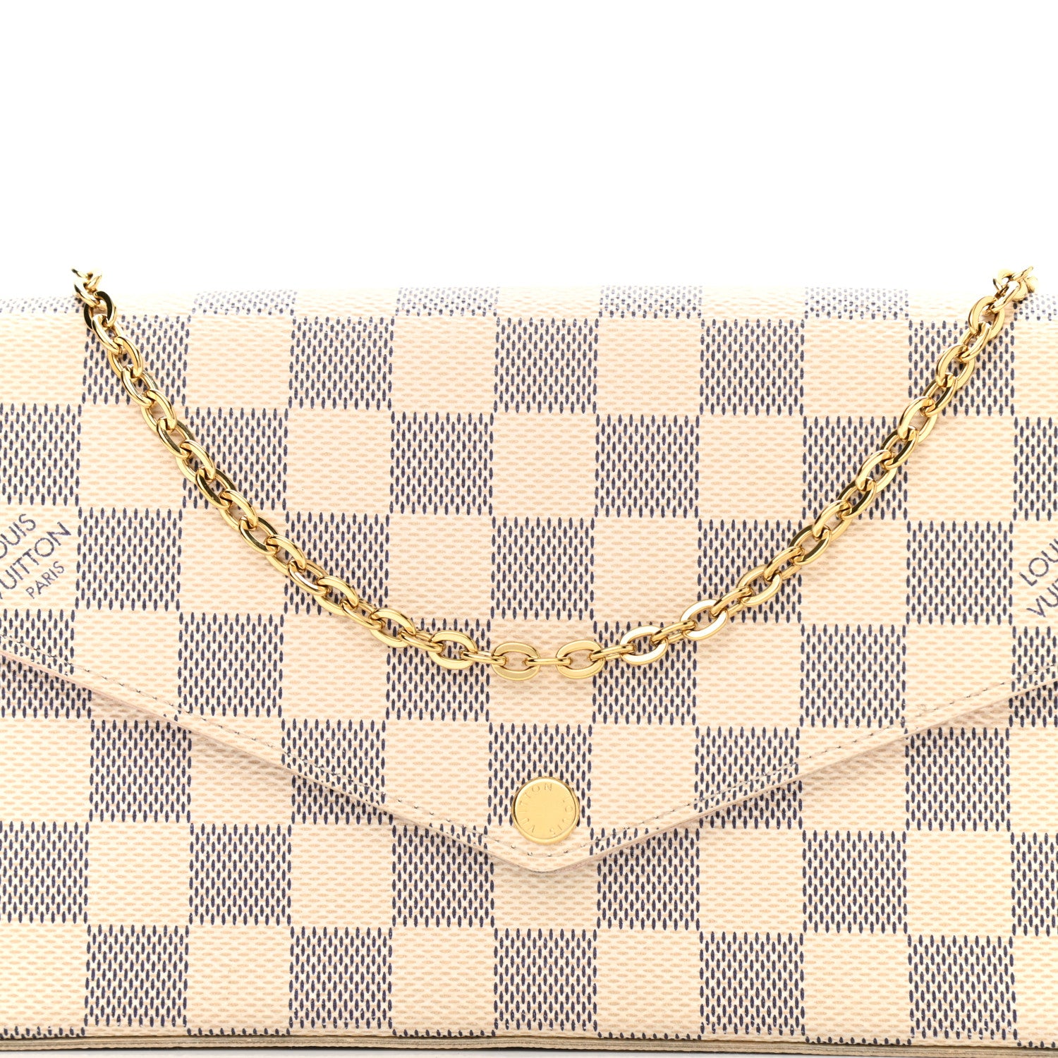 Louis Vuitton Damier Azur Pochette Felicie Chain Wallet Rose Ballerine 10 of 12