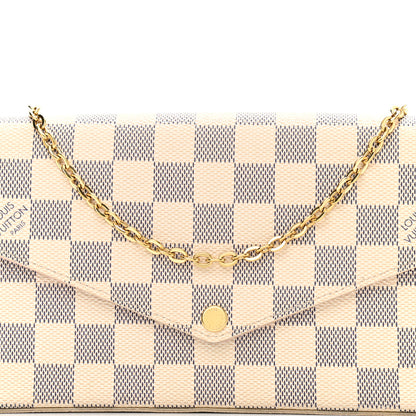 Louis Vuitton Damier Azur Pochette Felicie Chain Wallet Rose Ballerine 10 of 12