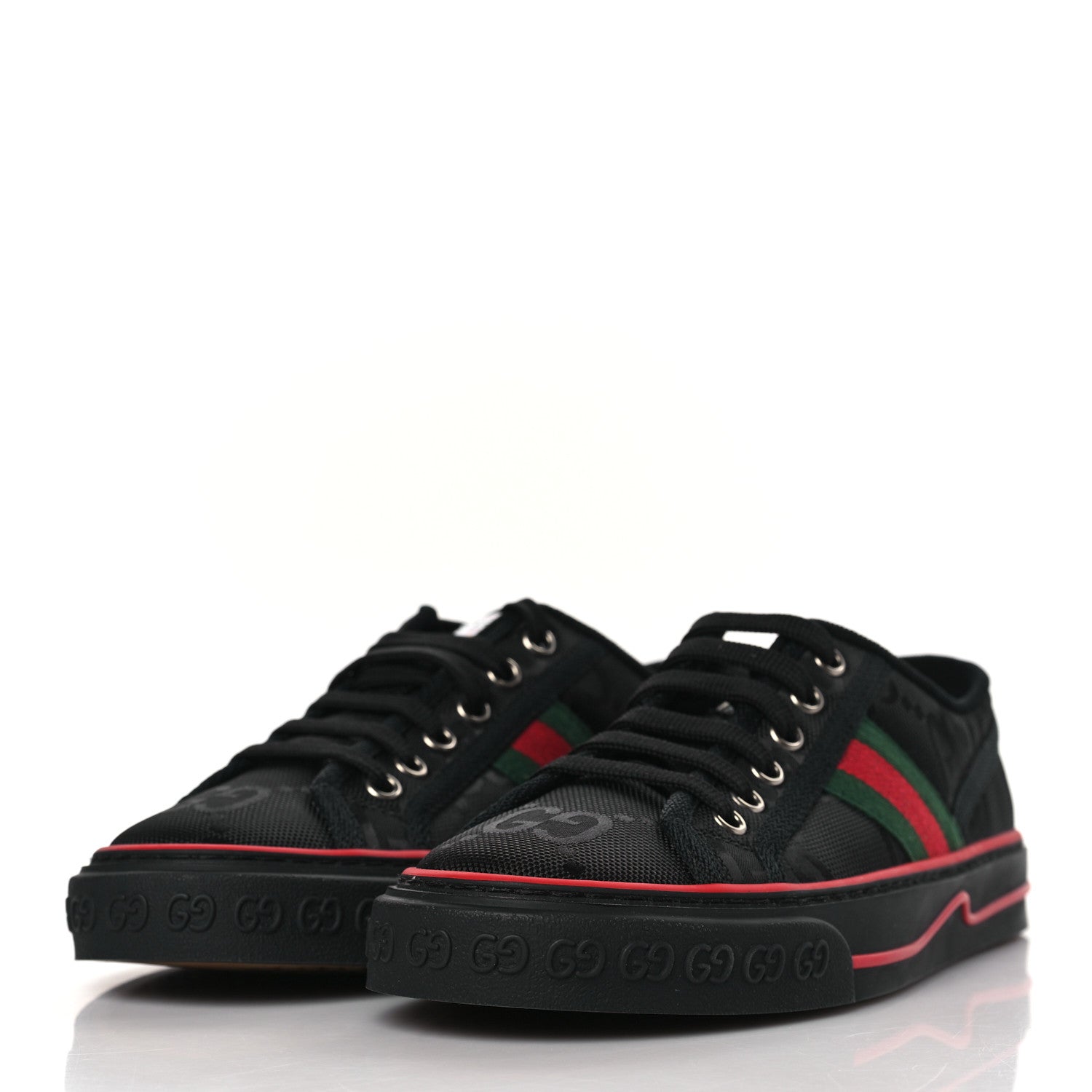 Gucci Econyl Nylon Web Monogram Off The Grid 1977 Tennis Sneakers 37.5 Black 3 of 8