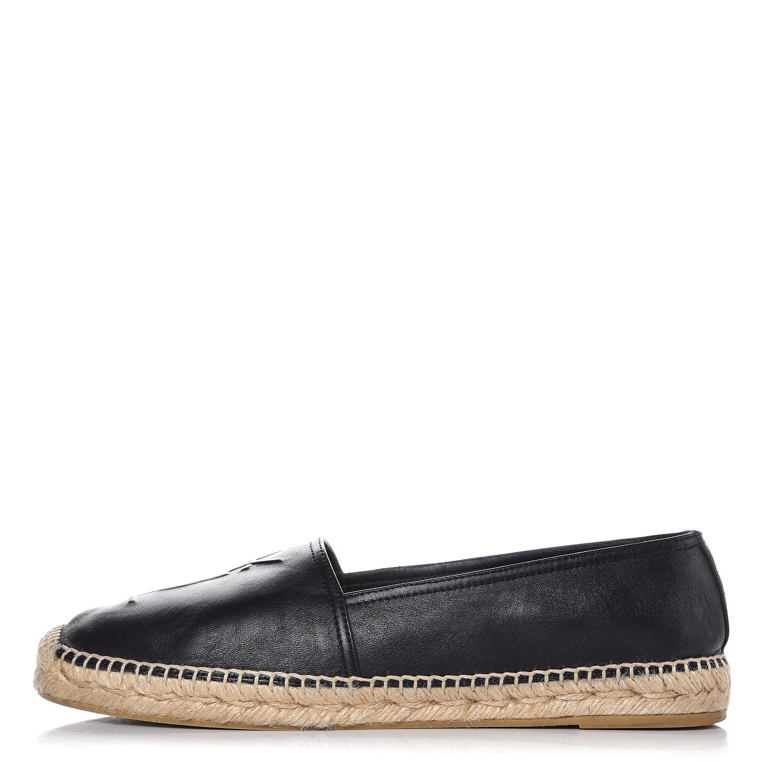 Saint Laurent Nappa Stitched Logo Espadrilles 40.5 Black 1 of 11
