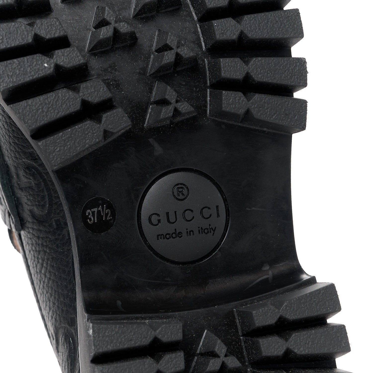 Gucci Piuma Calfskin Embossed Womens Jeanne Platform Lug Sole 30/45mm Loafers 37.5 Black 6 of 9