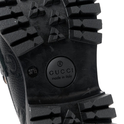 Gucci Piuma Calfskin Embossed Womens Jeanne Platform Lug Sole 30/45mm Loafers 37.5 Black 6 of 9