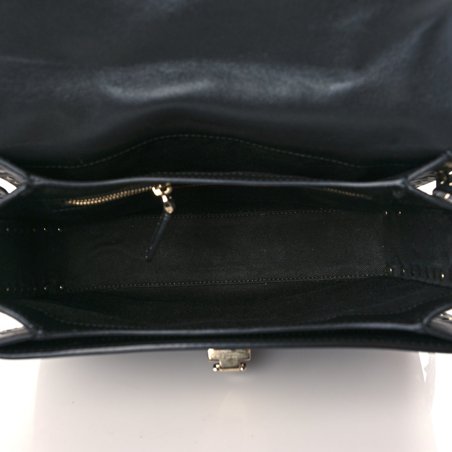 Vitello Medium Rockstud Flap Saddle Bag Black
