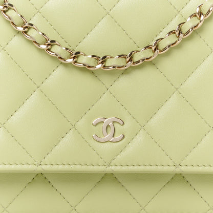 Chanel Lambskin Quilted Wallet On Chain WOC Light Green 9 of 12