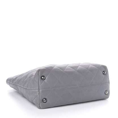 Chanel Calfskin Quilted Large Shopping In Chains Tote Light Grey 5 of 13