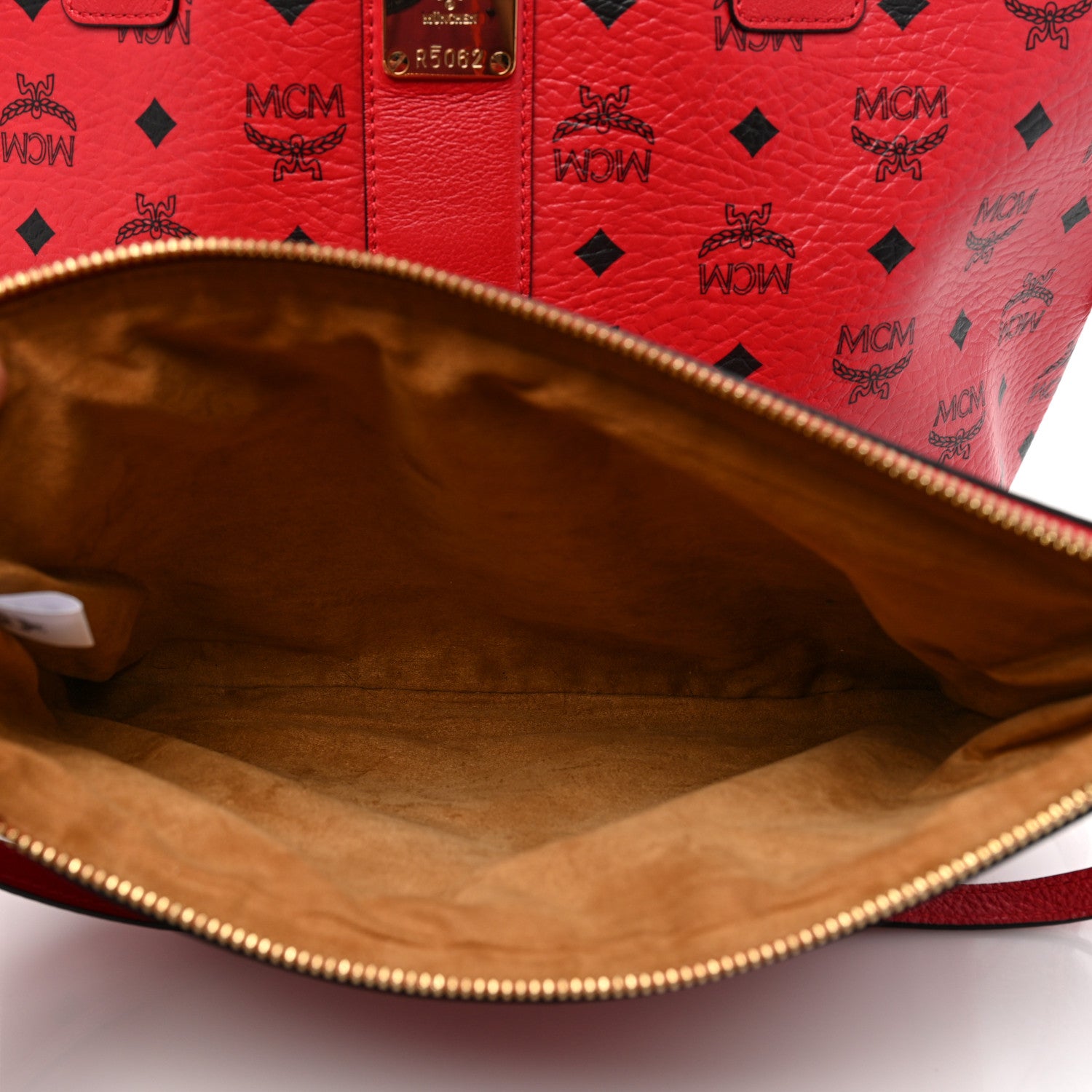 MCM Visetos Medium Liz Reversible Shopper Tote Ruby Red 10 of 16