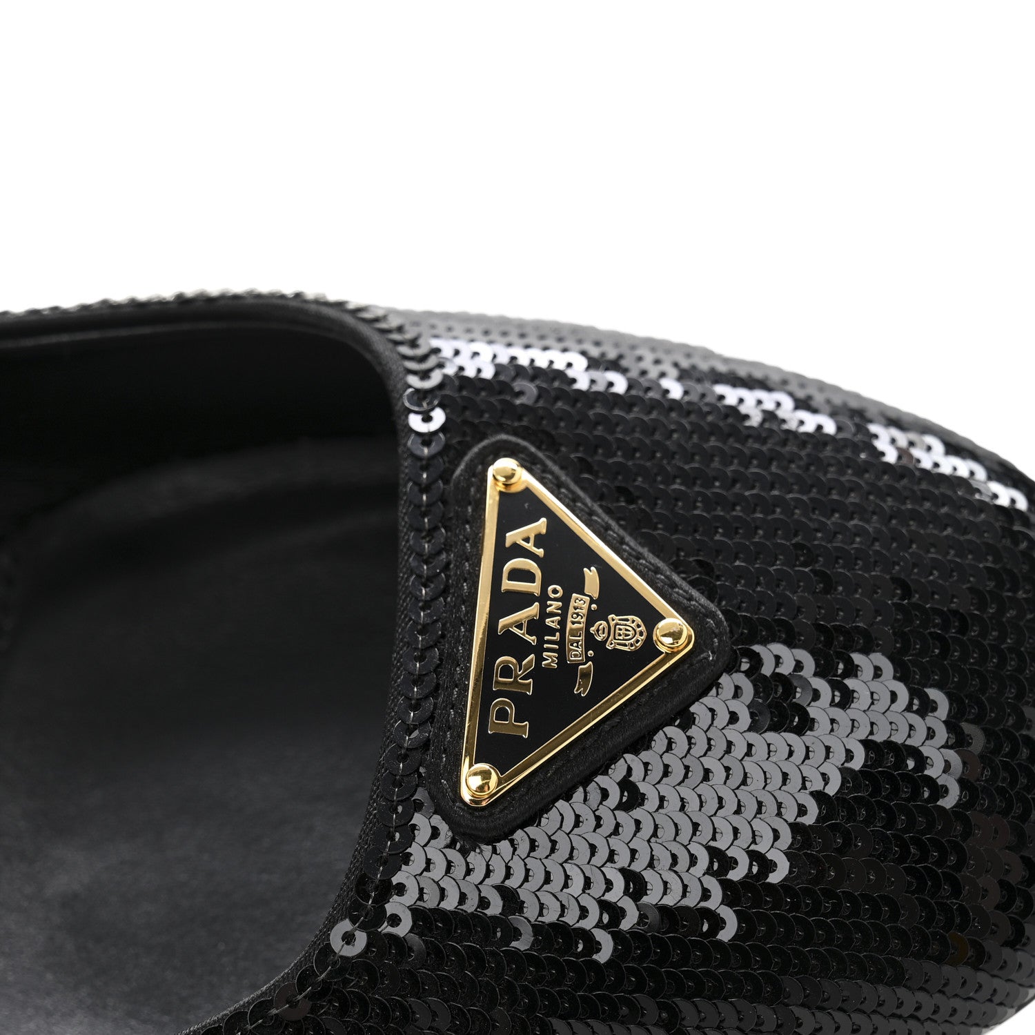 Prada Sequin Triangle Pumps 37.5 Black 9 of 11