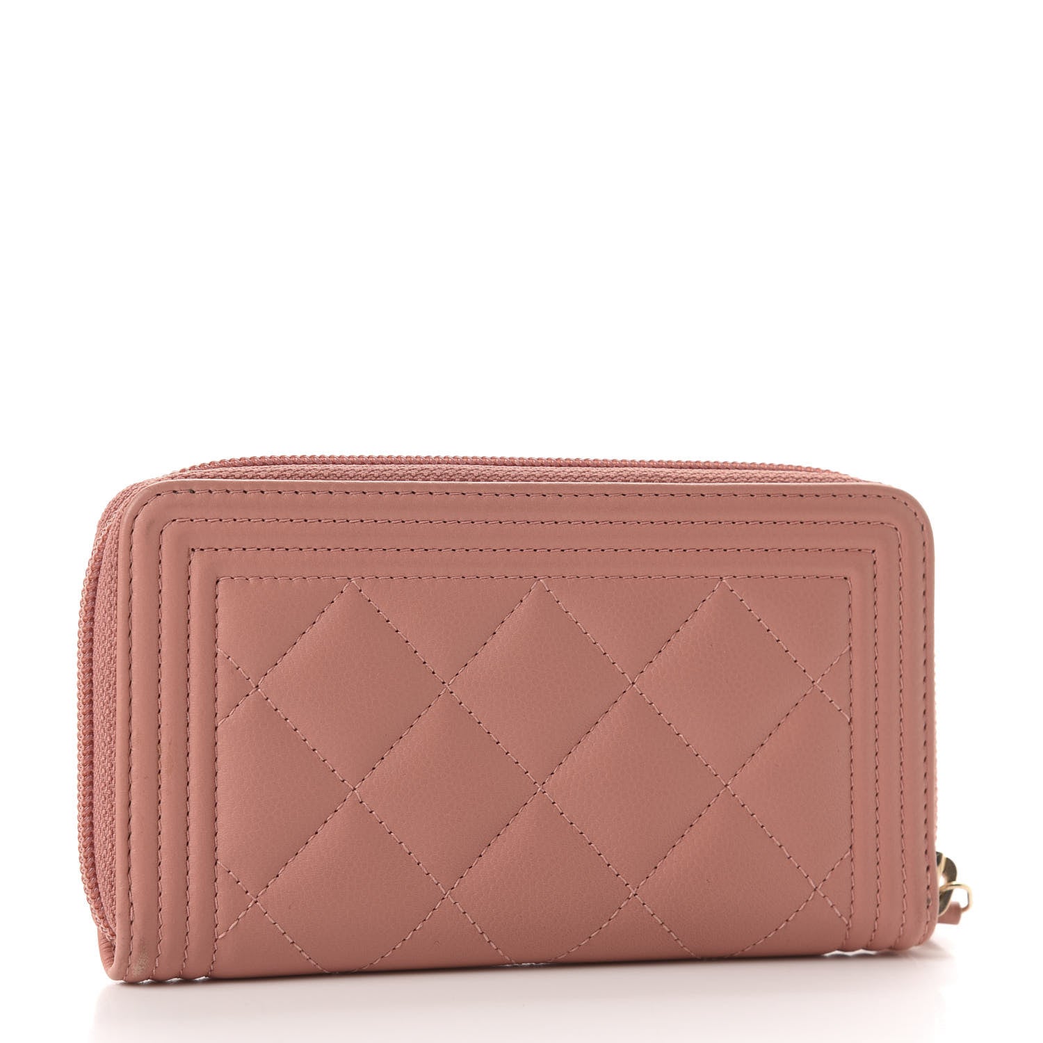 Chanel Caviar Quilted Small Boy Zip Around Wallet Pink 3 of 9