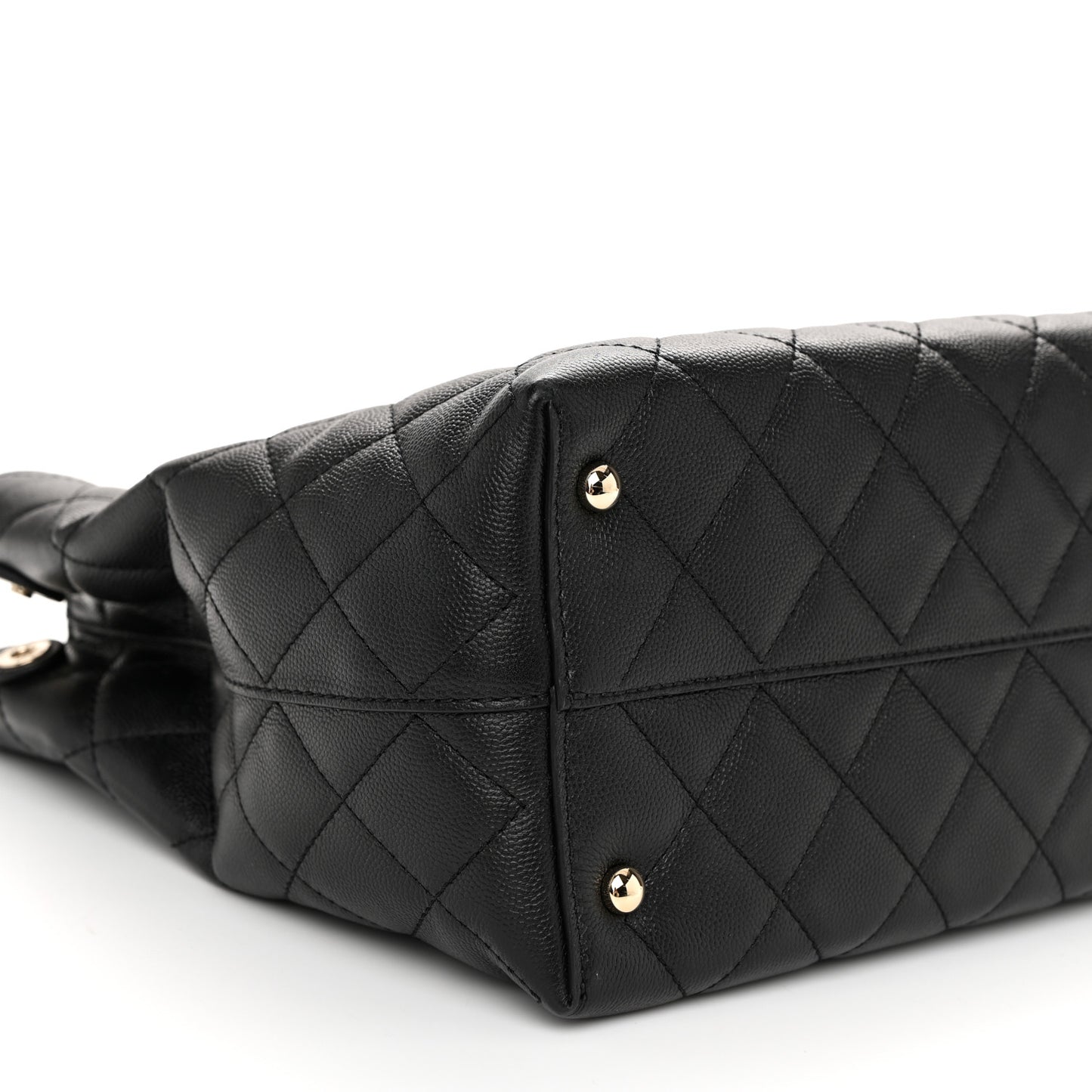 Caviar Quilted Small Shopping Tote Black