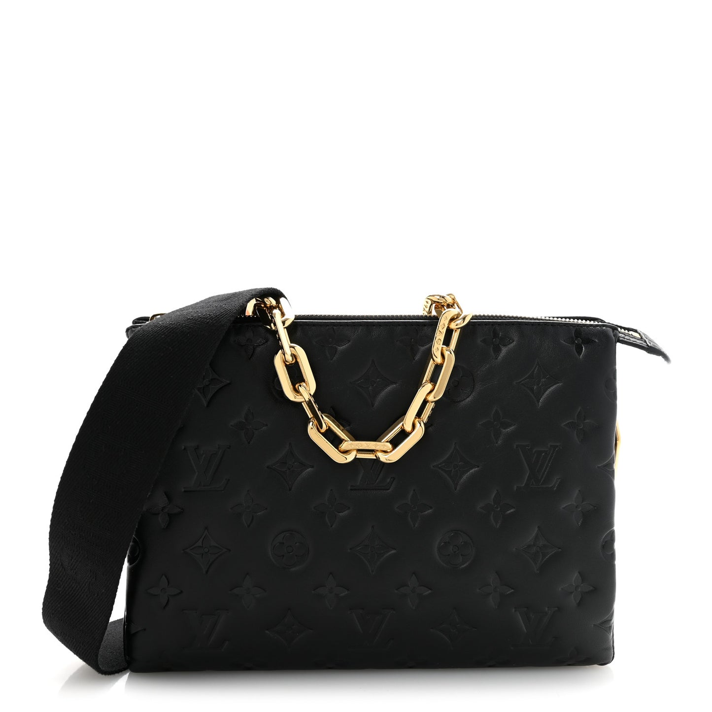 Lambskin Embossed Monogram Coussin PM Black