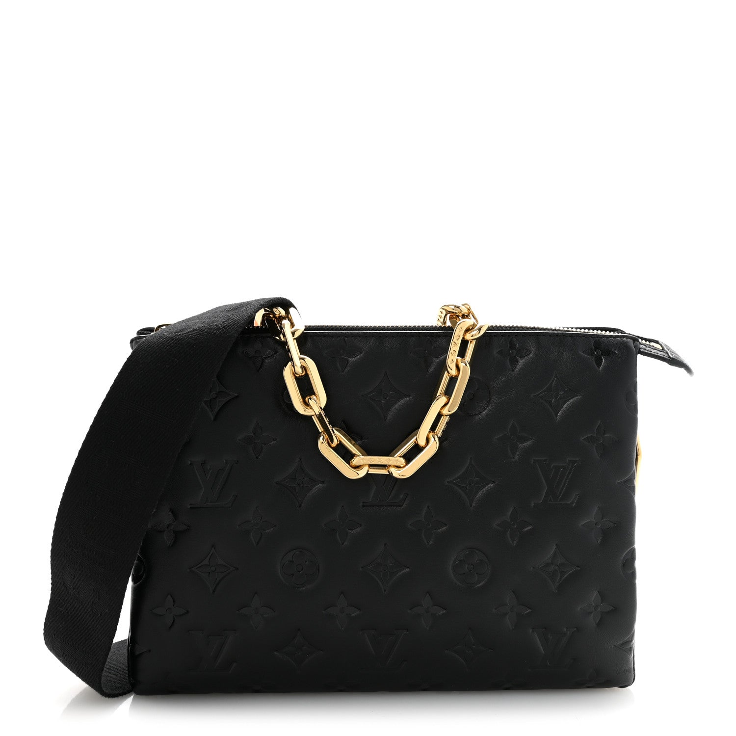 Louis Vuitton Lambskin Embossed Monogram Coussin PM Black 1 of 10