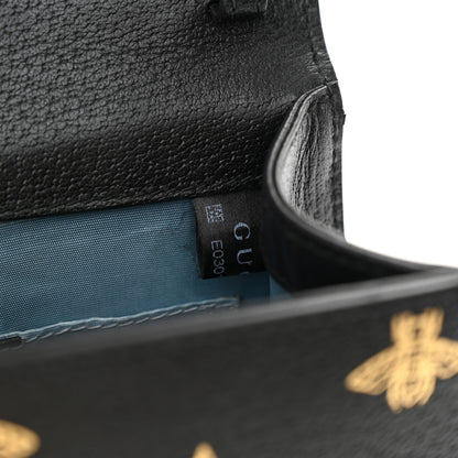 Gucci Textured Calfskin Bee Star Print Mini Sylvie Top Handle Bag Black 8 of 13