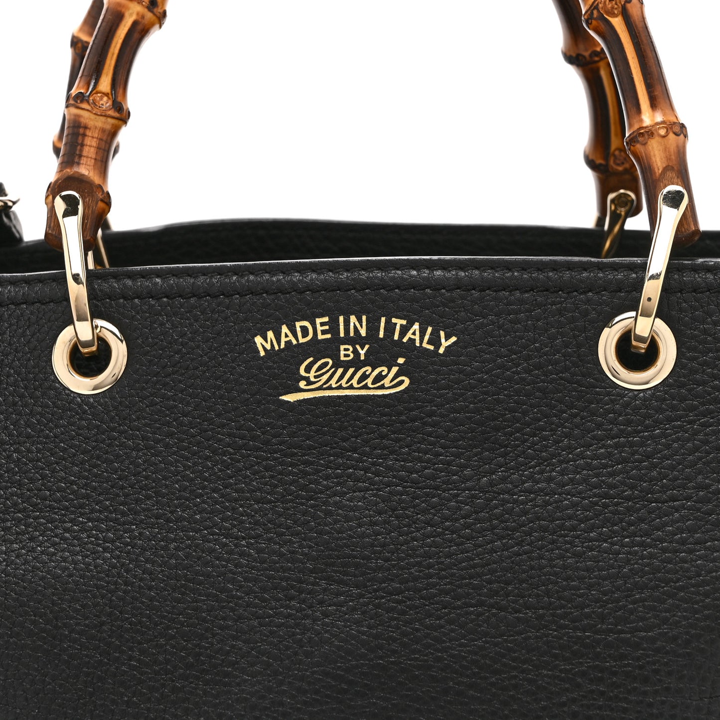 Pebbled Calfskin Medium Bamboo Shopper Tote Black