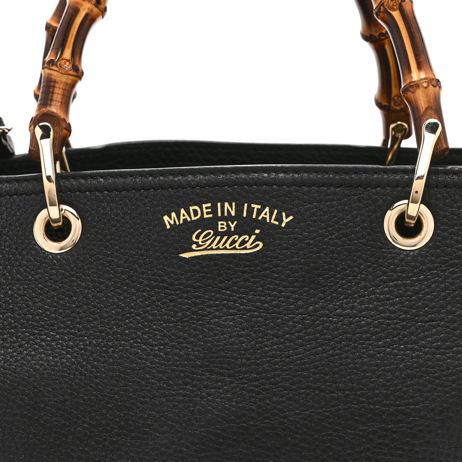 Gucci Pebbled Calfskin Medium Bamboo Shopper Tote Black 11 of 13