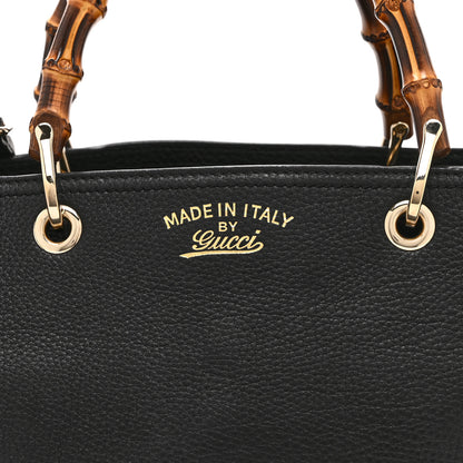 Gucci Pebbled Calfskin Medium Bamboo Shopper Tote Black 11 of 13