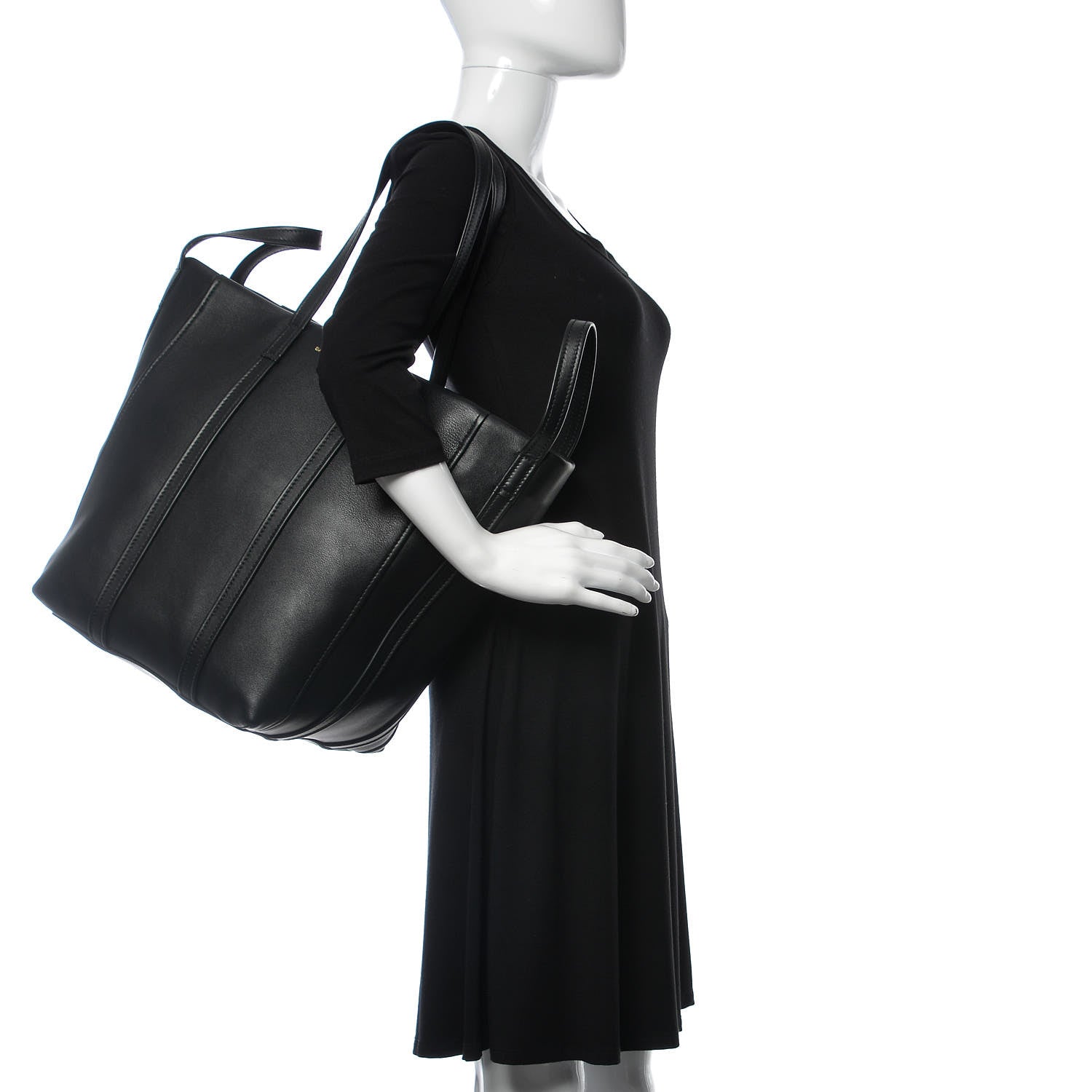 Balenciaga Calfskin Large Laundry Cabas Tote Black 2 of 12