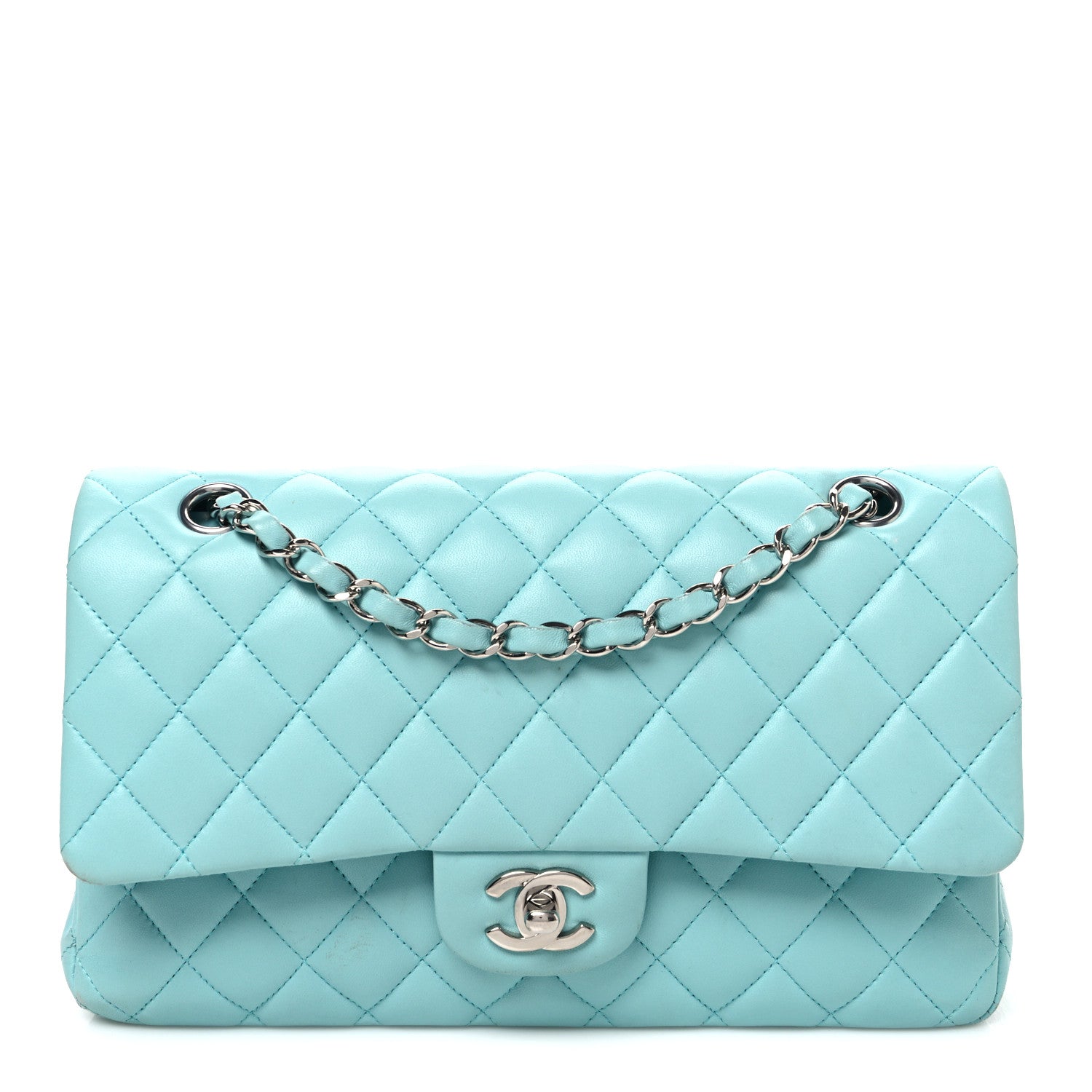 Chanel Lambskin Quilted Medium Double Flap Light Blue 1 of 12