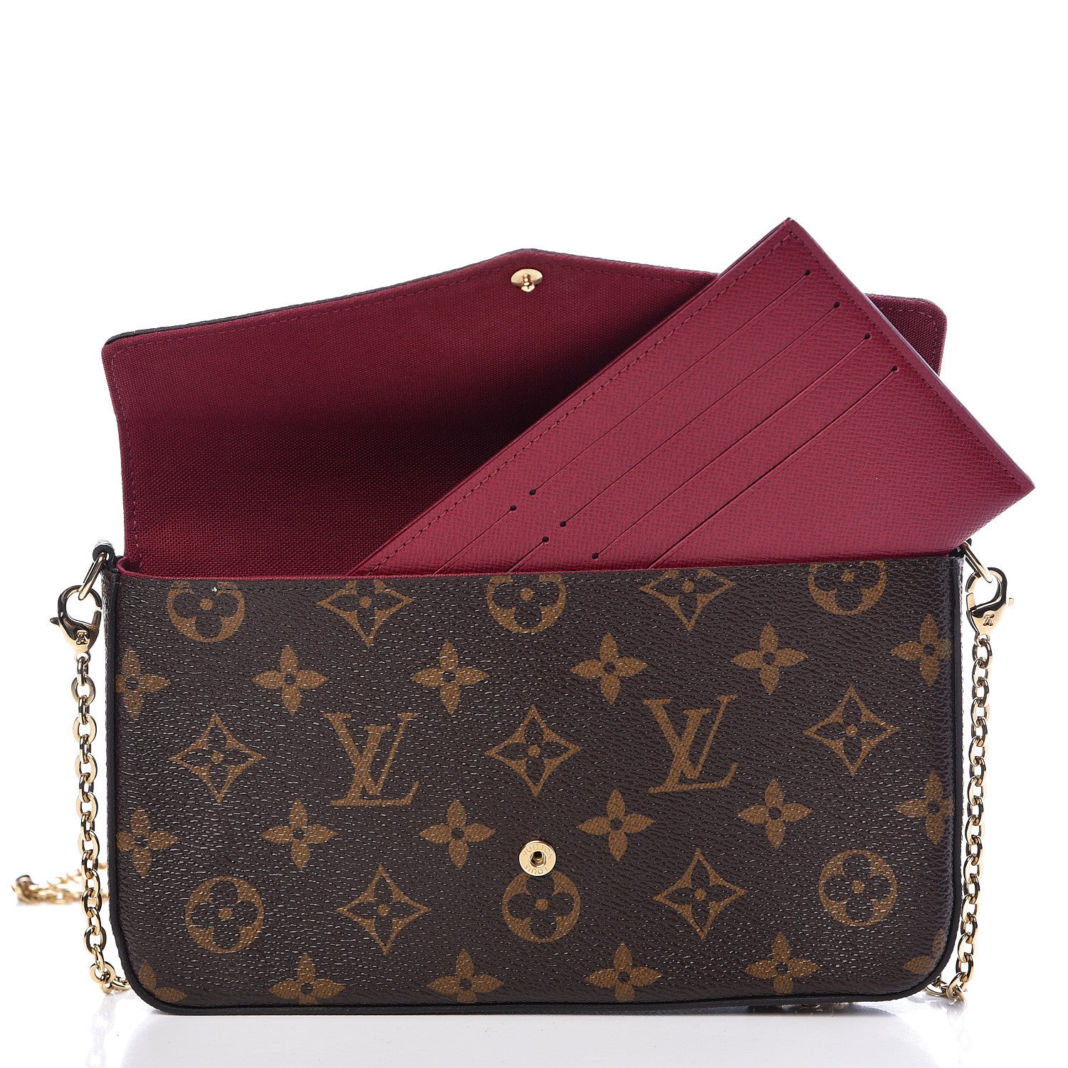 Louis Vuitton Monogram Pochette Felicie Chain Wallet Fuchsia 10 of 14