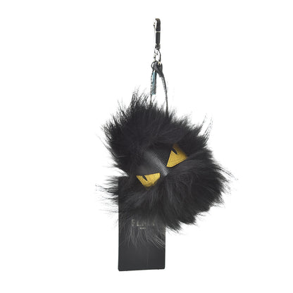 Fendi Vitello Elite Fox Fur Fusto Monster Bag Bug Charm Black Yellow 1 of 5
