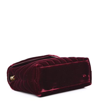 Saint Laurent Velvet Y Quilted Monogram Small Loulou Chain Satchel Burgundy 3 of 12