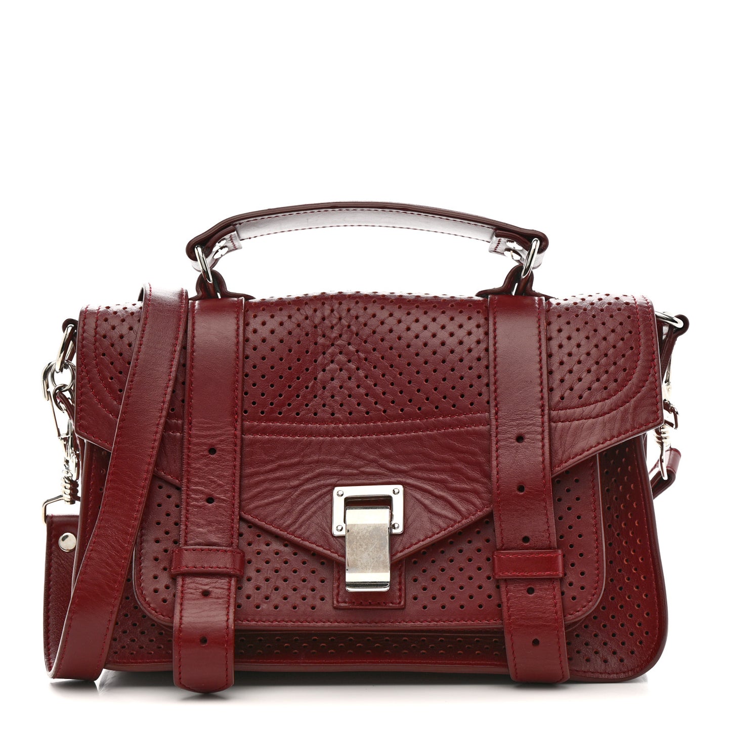 Lambskin Perforated Tiny PS1 Satchel Burgundy
