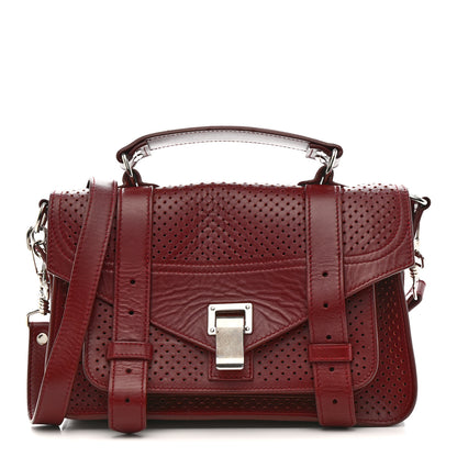 Proenza Schouler Lambskin Perforated Tiny PS1 Satchel Burgundy 1 of 14