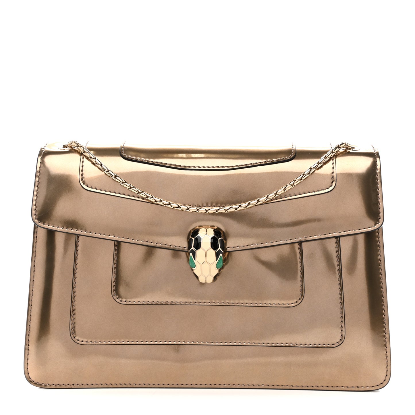 Metallic Calfskin Serpenti Forever Crossbody Bag Bronze