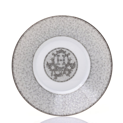 Hermes Porcelain Mosaique Au 24 Platine Tea Cup And Saucer Set Of 2 Platinum 3 of 8