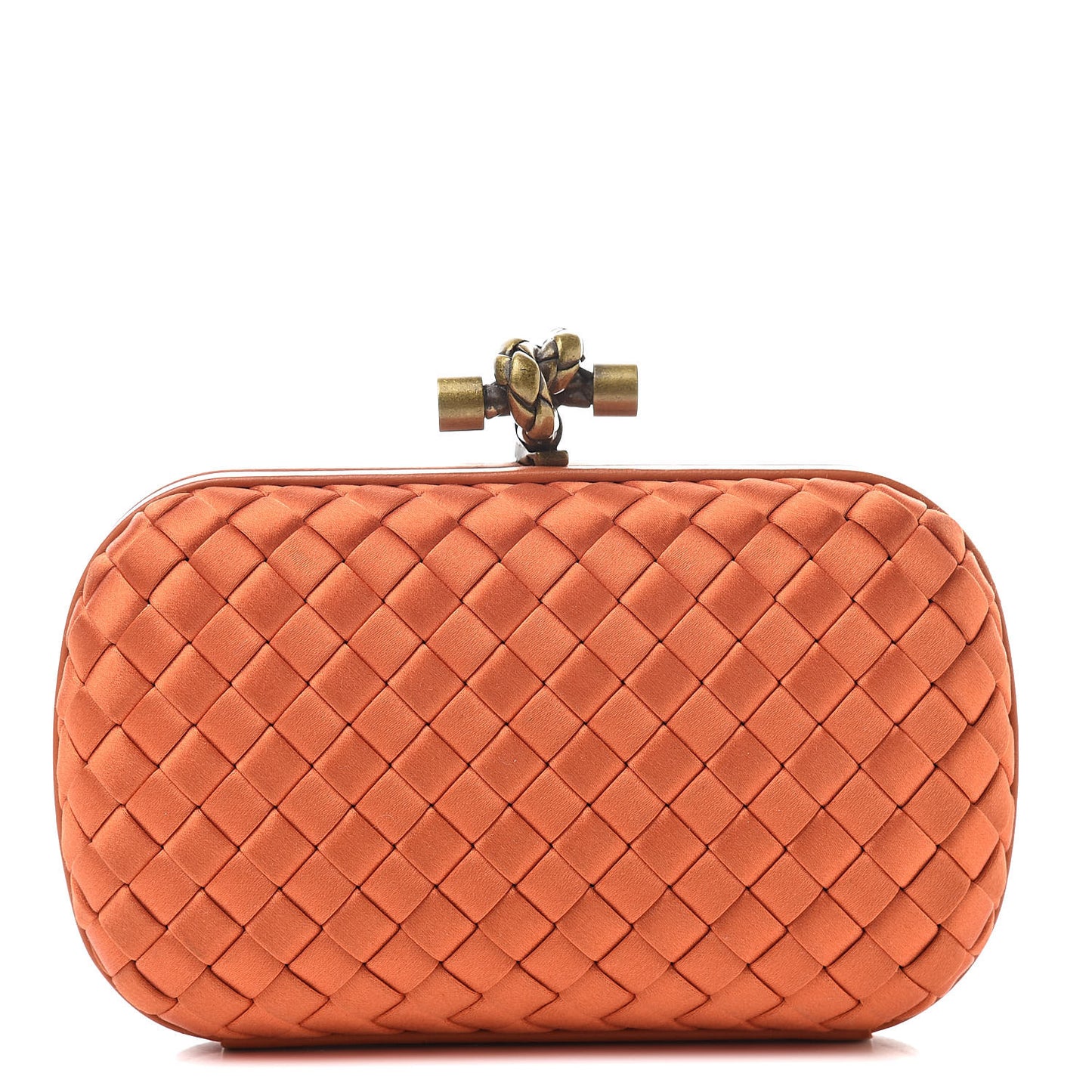 Satin Intreccio Knot Clutch Orange