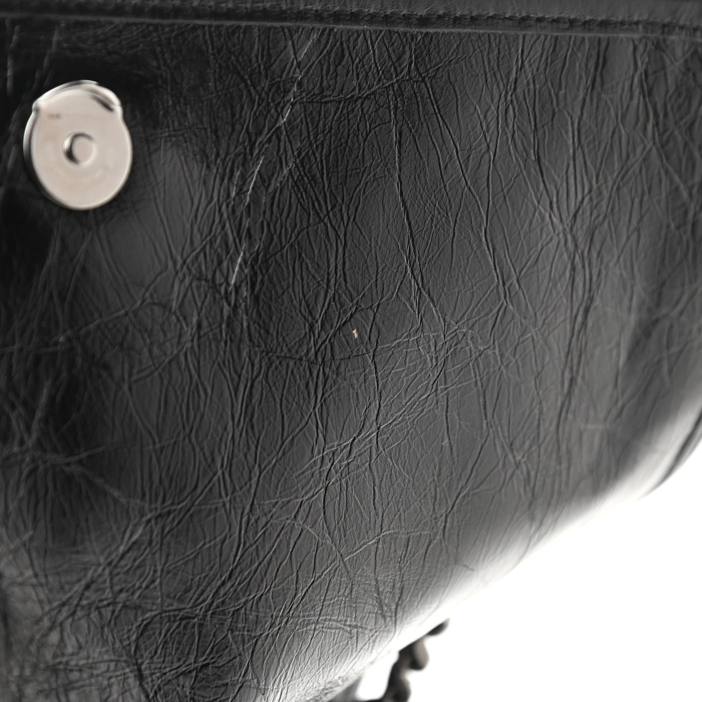 Crinkled Calfskin Matelasse Monogram Medium Niki Chain Satchel Black