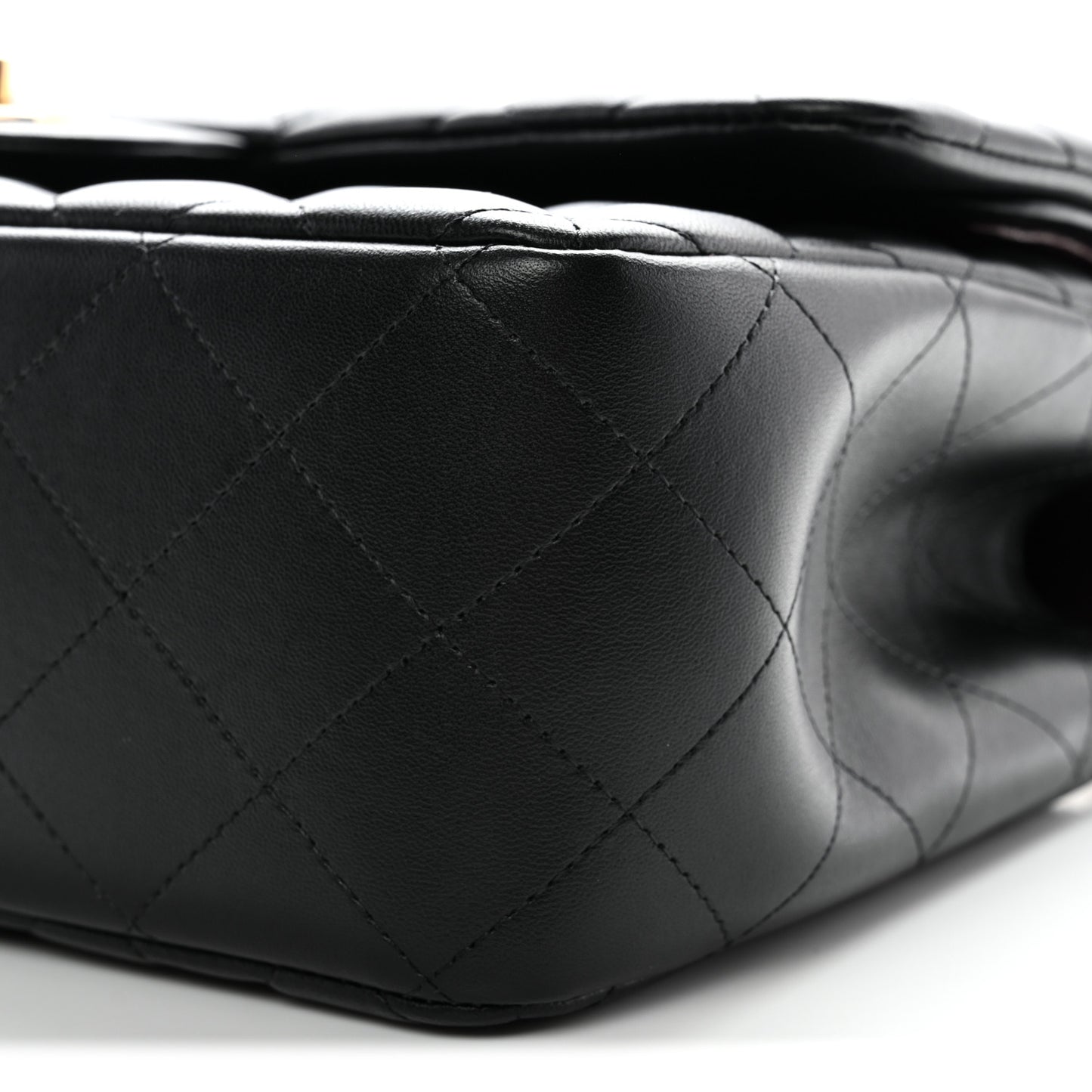 Lambskin Quilted Jumbo Double Flap Black