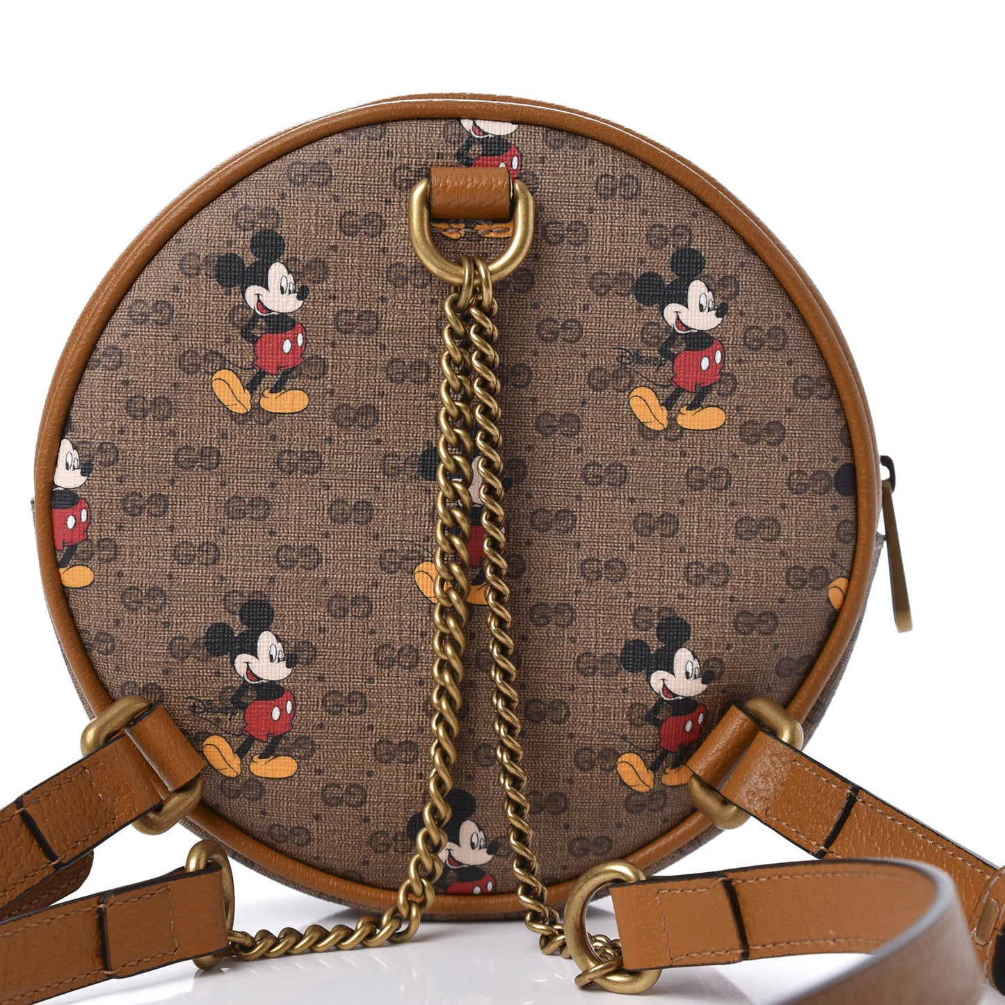 X DISNEY Mini Vintage GG Supreme Monogram Mickey Mouse Round Backpack Beige Vintage Sun Oil