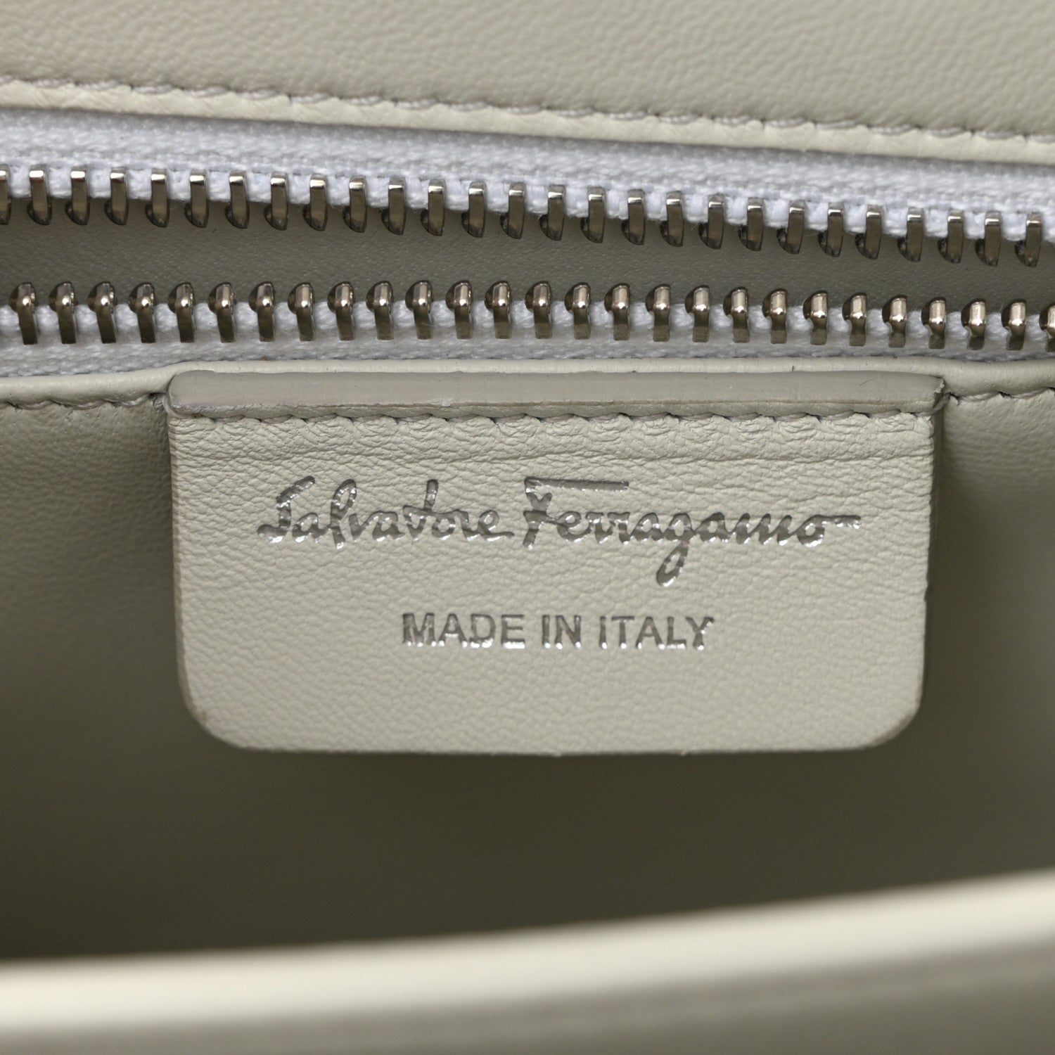 Salvatore Ferragamo Calfskin Printed Small Iconic Top Handle Bag White Red 6 of 10