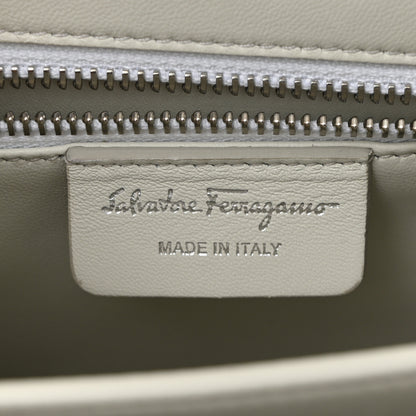 Salvatore Ferragamo Calfskin Printed Small Iconic Top Handle Bag White Red 6 of 10