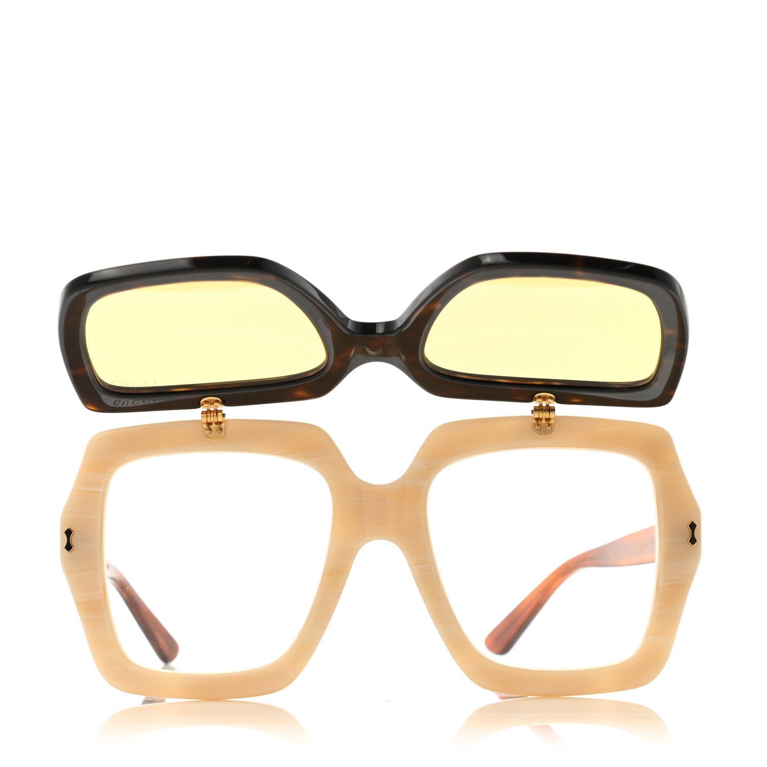 Gucci Acetate Oversized Flip Up Sunglasses GG0088S Tortoise 3 of 9