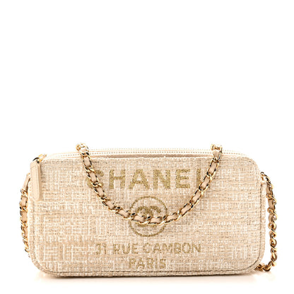 Chanel Canvas Small Deauville Clutch With Chain Light Beige 1 of 12