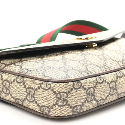 Gucci GG Supreme Monogram Textured Dollar Calfskin Web Mini Ophidia Envelope Shoulder Bag Beige Ebony 9 of 11