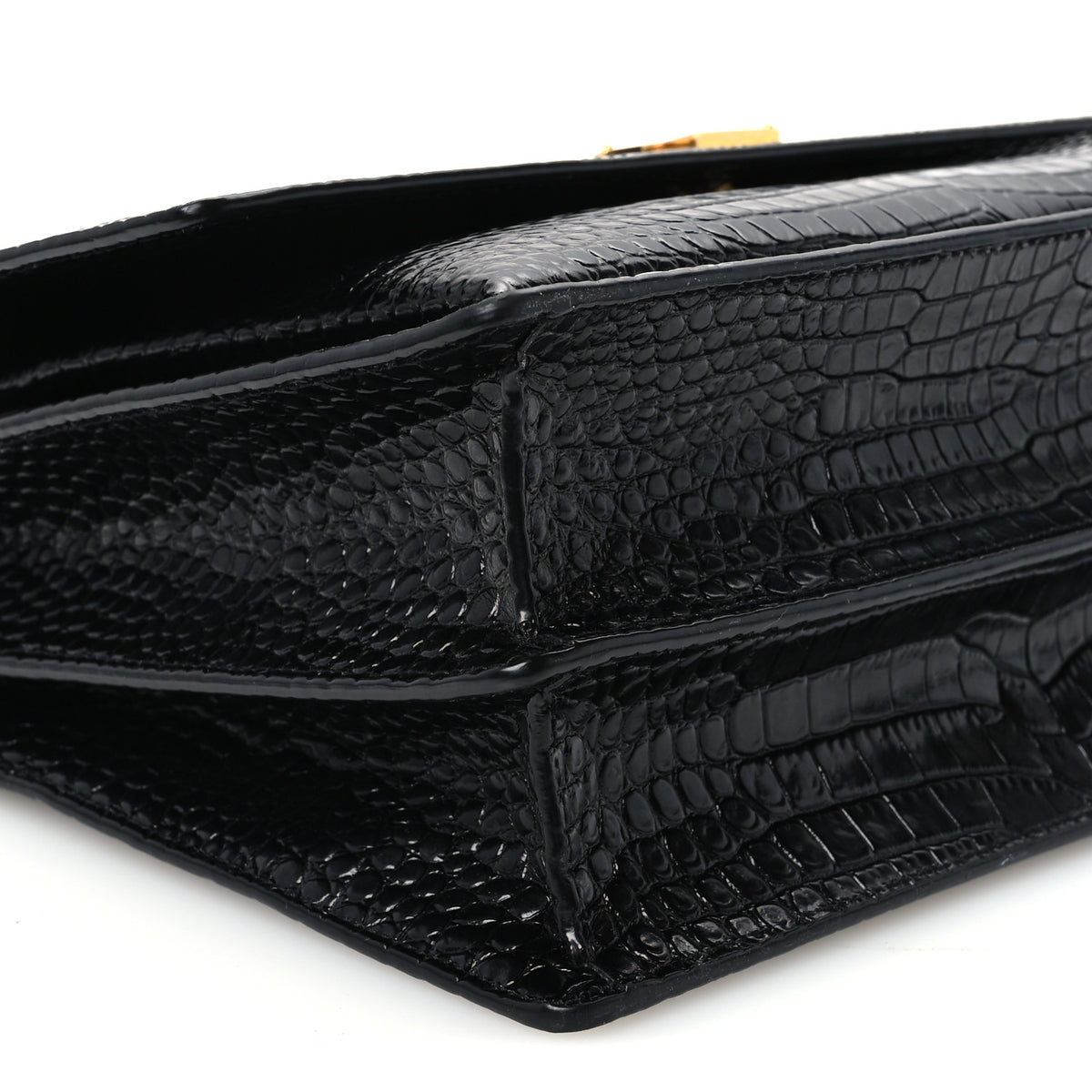 Calfskin Crocodile Embossed Large Monogram Sunset Black