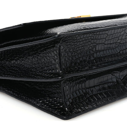 Saint Laurent Calfskin Crocodile Embossed Large Monogram Sunset Black 11 of 12