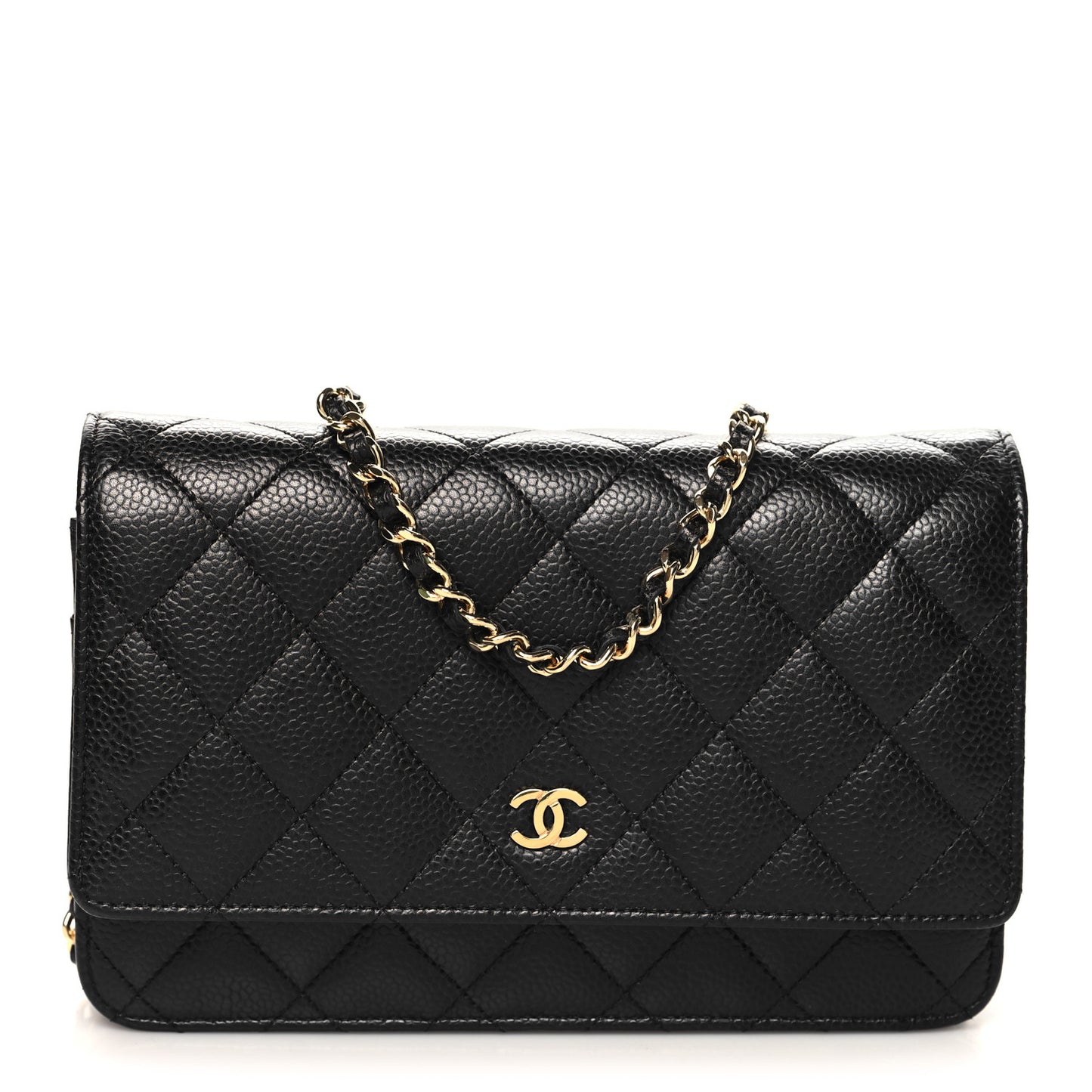 Caviar Quilted Wallet on Chain WOC Black