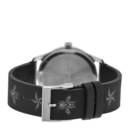 Gucci Stainless Steel Calfskin 38mm G-Timeless Bee Star Hologram Quartz Watch Black 3 of 4