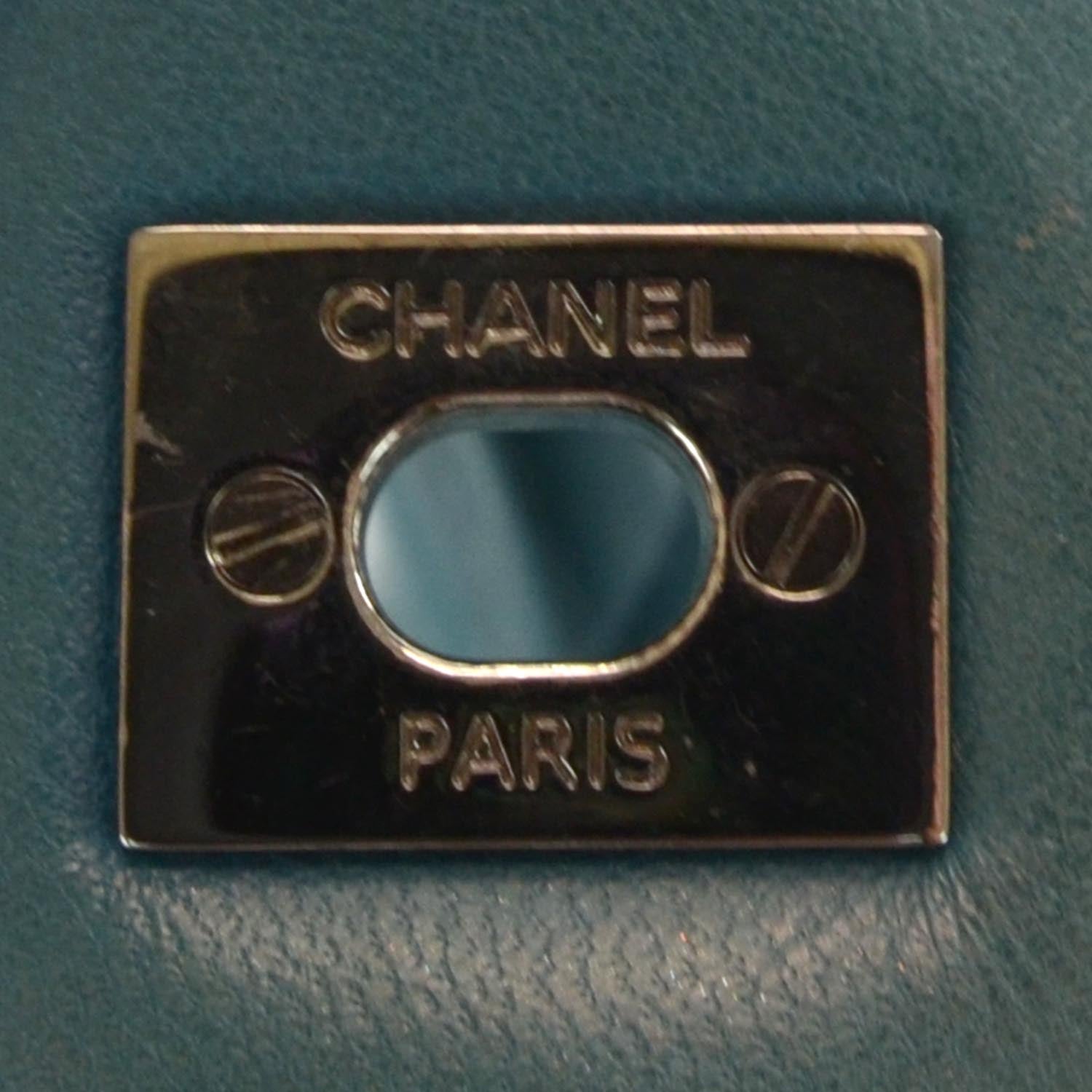 Chanel Lambskin Quilted Jumbo Double Flap Turquoise 7 of 9