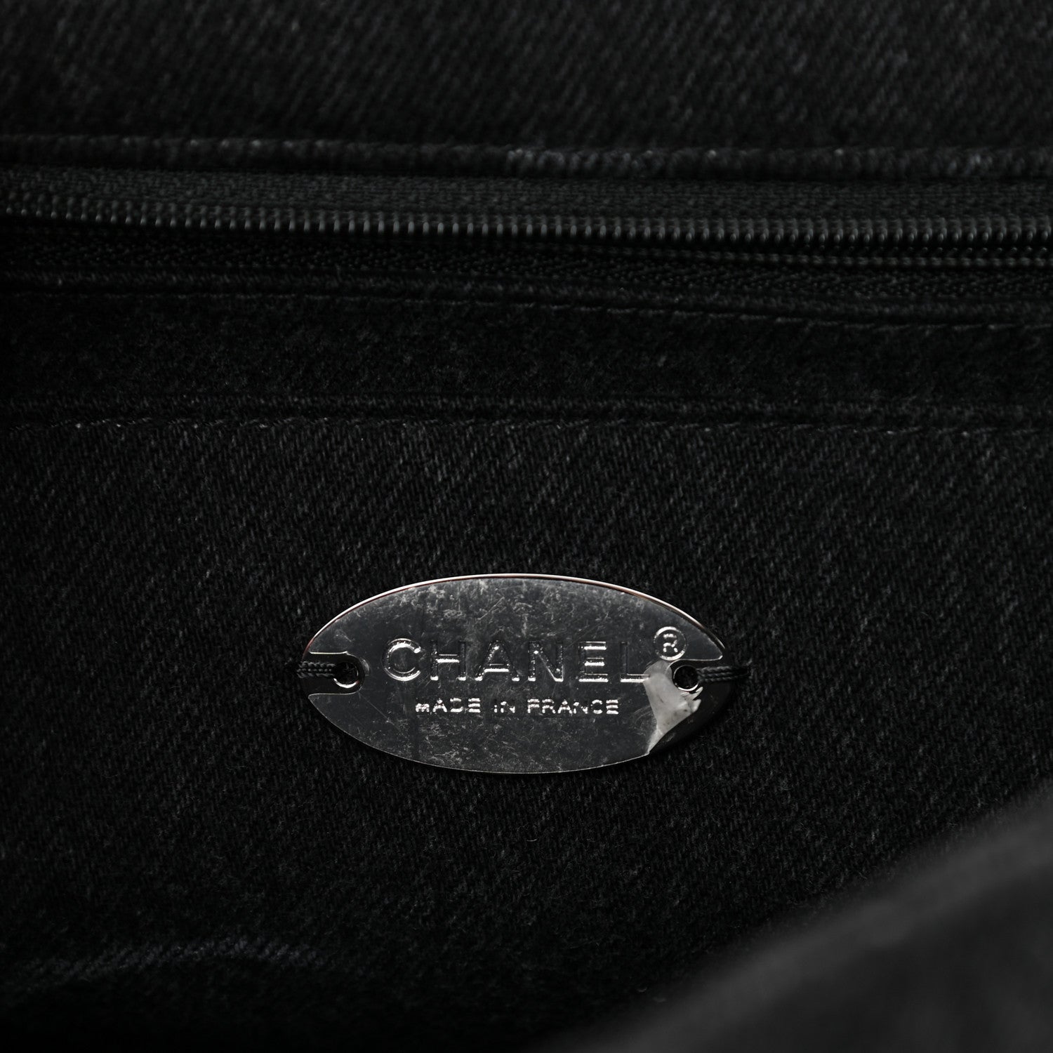 Chanel Denim Quilted CC Print Jumbo Single Flap Black 5 of 9
